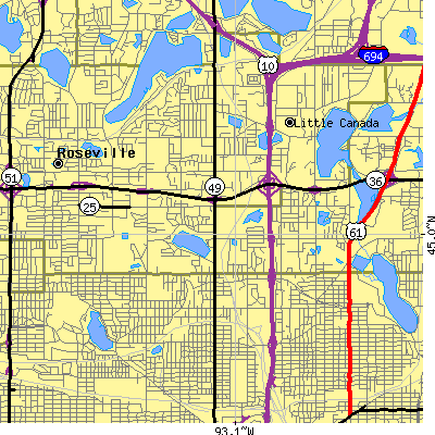 Zip code 55117 close-up map