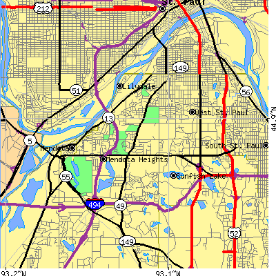 Zip code 55118 close-up map