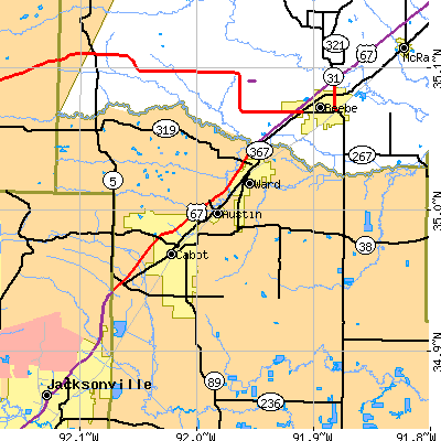 Zip code 72007 close-up map