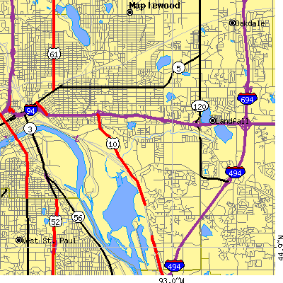 Zip code 55119 close-up map