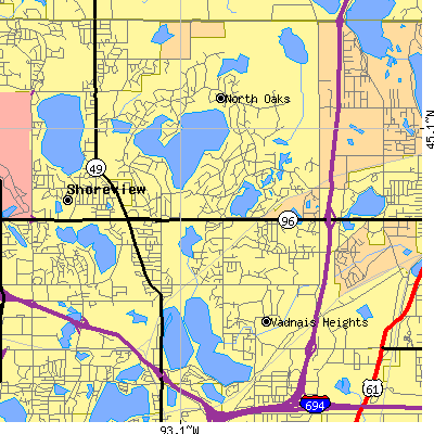 Zip code 55127 close-up map