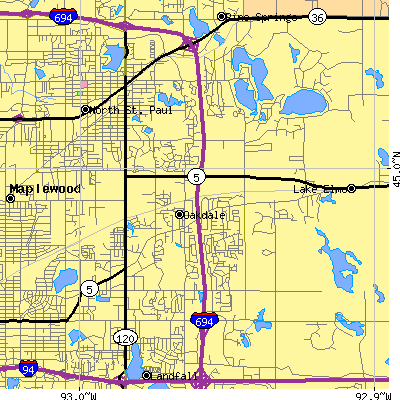 Zip code 55128 close-up map