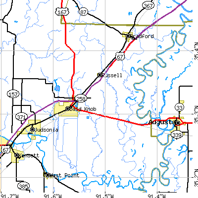 Zip code 72010 close-up map