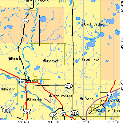 Zip code 55304 close-up map
