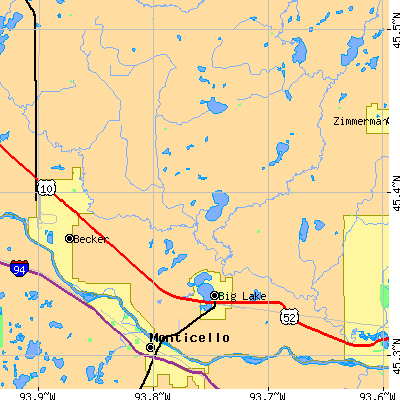 Zip code 55309 close-up map
