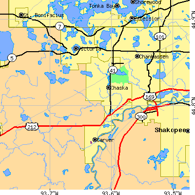 Zip code 55318 close-up map