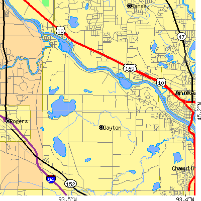 Zip code 55327 close-up map