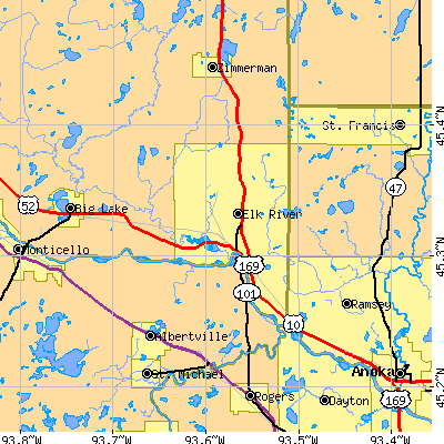 Zip code 55330 close-up map