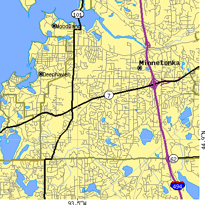 Zip code 55345 close-up map
