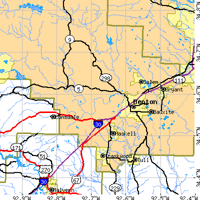 Zip code 72015 close-up map