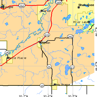 Zip code 55352 close-up map