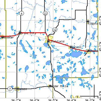 Zip code 55355 close-up map
