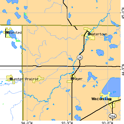 Zip code 55360 close-up map