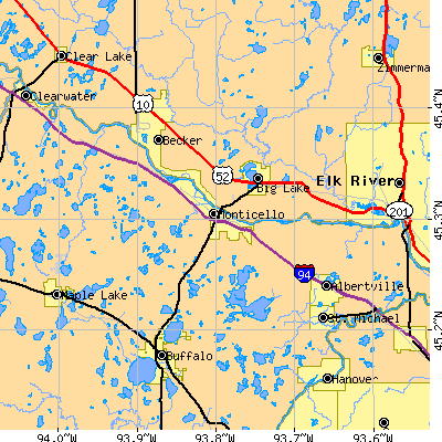 Zip code 55362 close-up map
