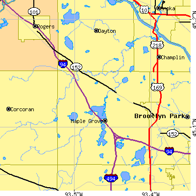 Zip code 55369 close-up map