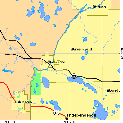 Zip code 55373 close-up map