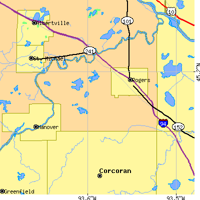 Zip code 55374 close-up map
