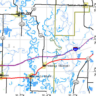 Zip code 72017 close-up map
