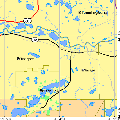 Zip code 55378 close-up map