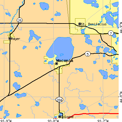 Zip code 55387 close-up map