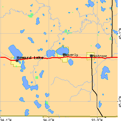 Zip code 55390 close-up map