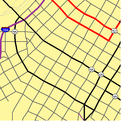 Zip code 55402 close-up map