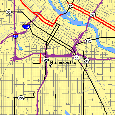 Zip code 55404 close-up map