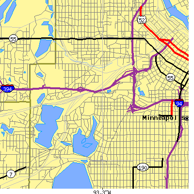 Zip code 55405 close-up map