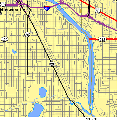 Zip code 55406 close-up map