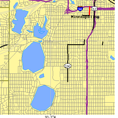 Zip code 55408 close-up map