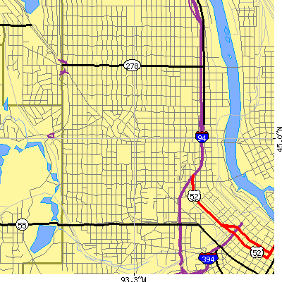 Zip code 55411 close-up map
