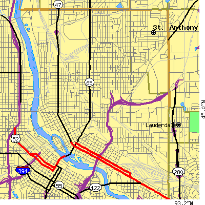 Zip code 55413 close-up map