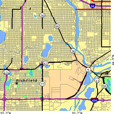 Zip code 55417 close-up map