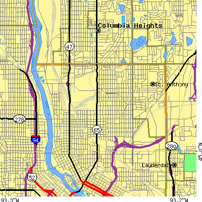 Zip code 55418 close-up map