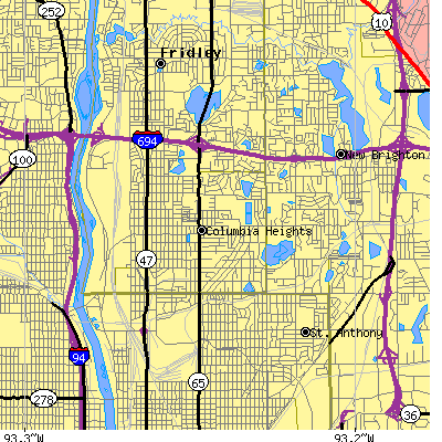 Zip code 55421 close-up map