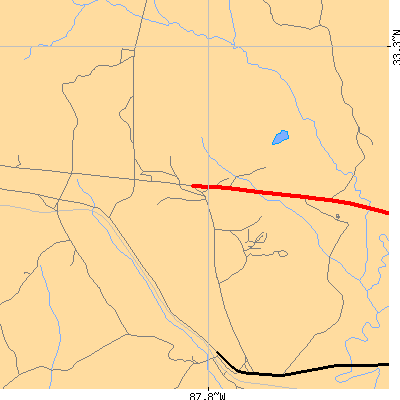 Zip code 35458 close-up map