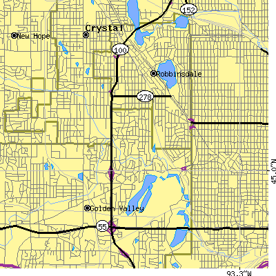 Zip code 55422 close-up map