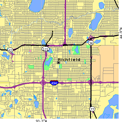 Zip code 55423 close-up map