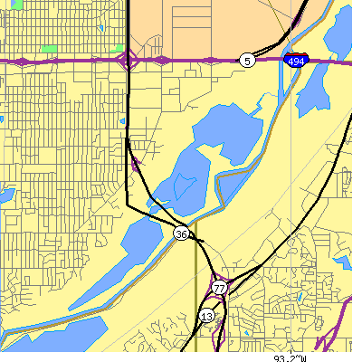 Zip code 55425 close-up map