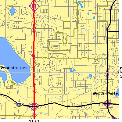 Zip code 55427 close-up map