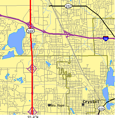 Zip code 55428 close-up map