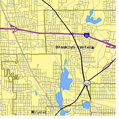 Zip code 55429 close-up map