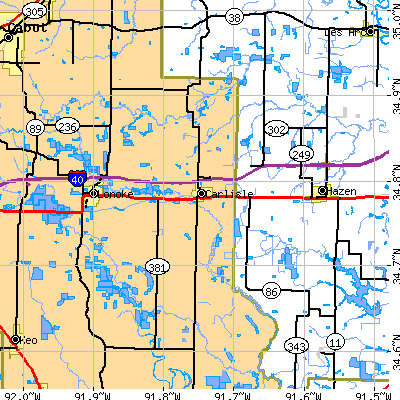 Zip code 72024 close-up map