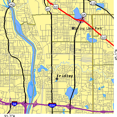 Zip code 55432 close-up map