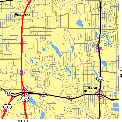 Zip code 55436 close-up map