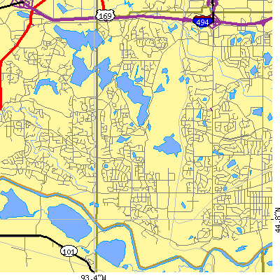 Zip code 55438 close-up map