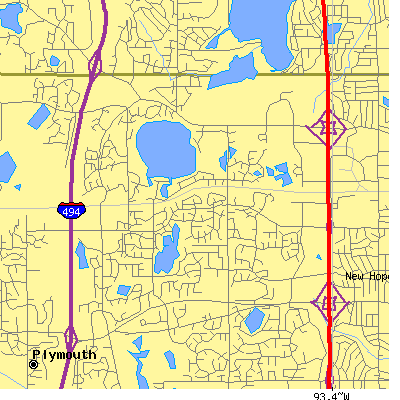 Zip code 55442 close-up map