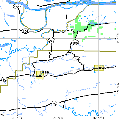 Zip code 72025 close-up map
