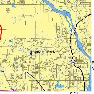 Zip code 55443 close-up map