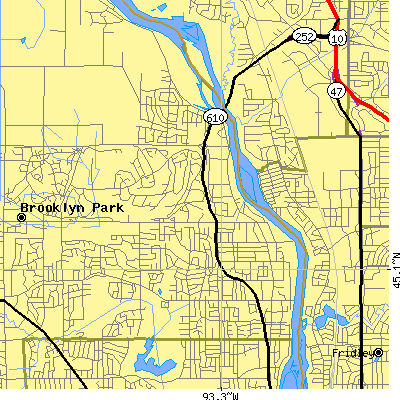 Zip code 55444 close-up map